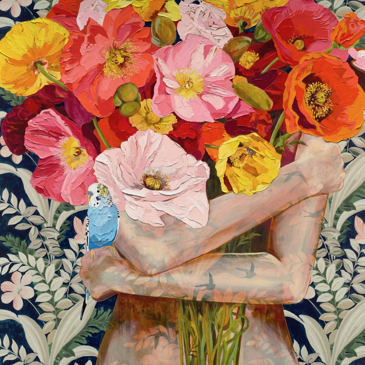 Peinture portrait fleurs par Jessica Watts