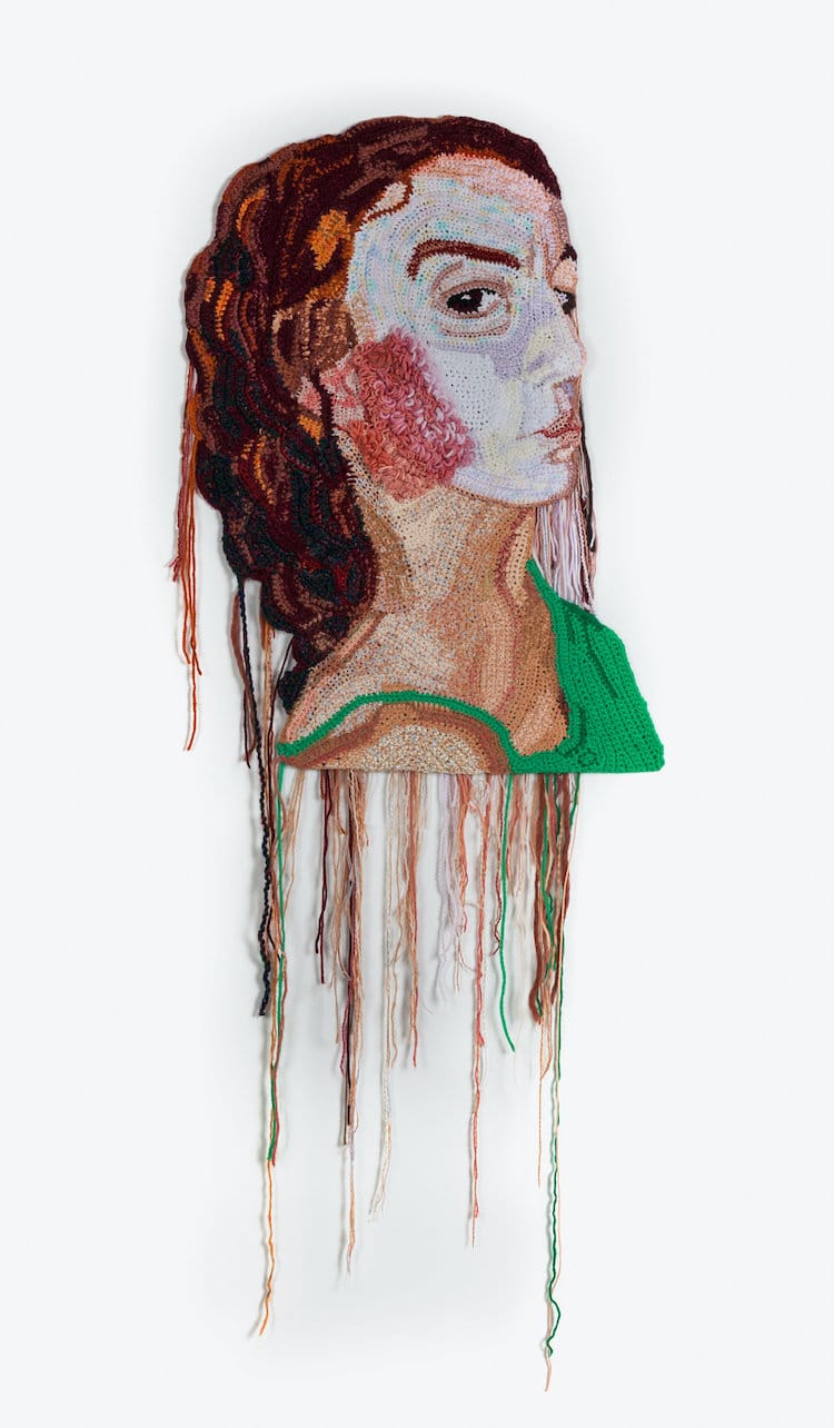 Portrait en crochet - fil en plastique recyclé