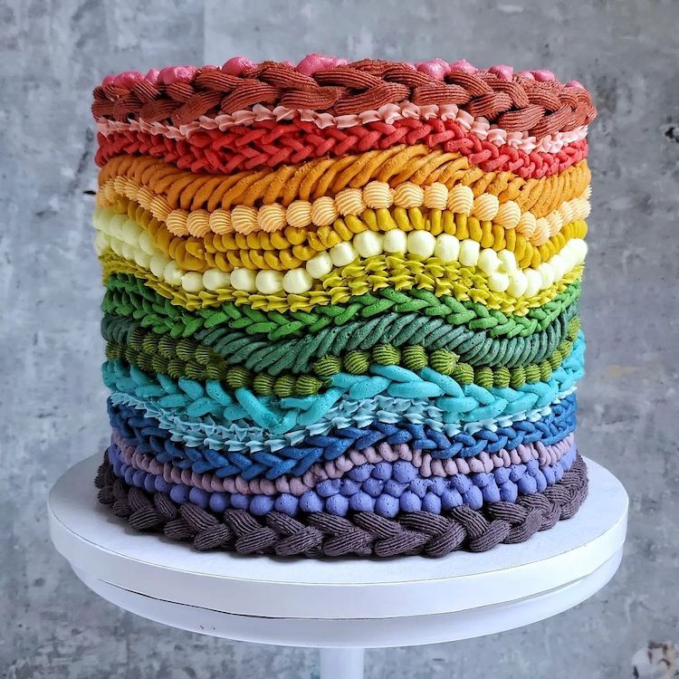 Gâteau à la crème au beurre inspiré de l'art textile