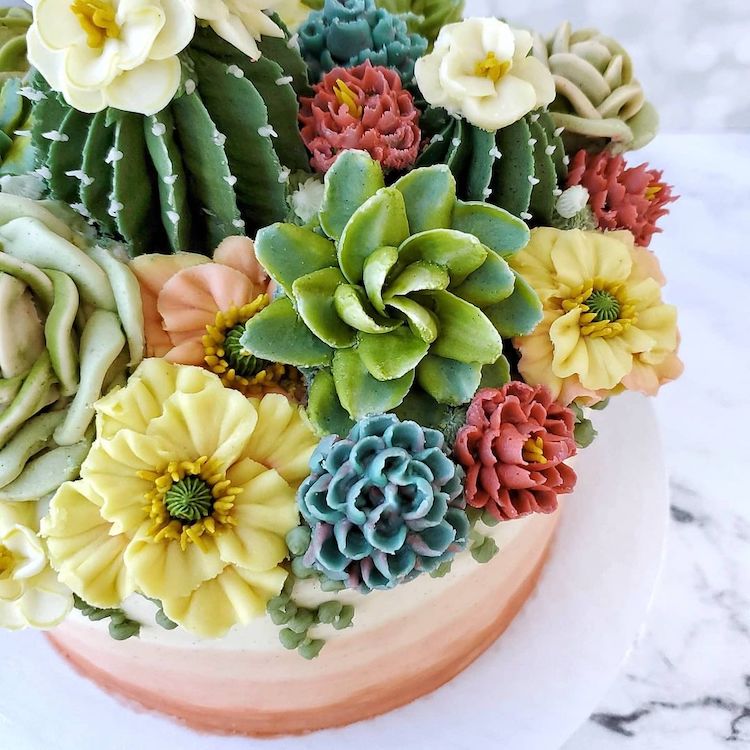 Flower Buttercream Cake Art