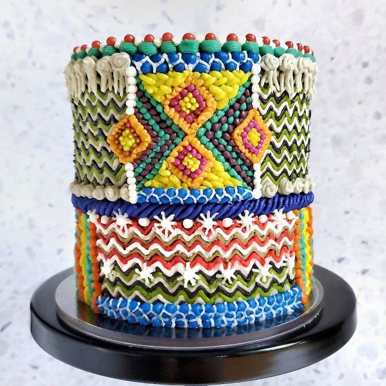 Gâteau à la crème au beurre inspiré de l'art textile