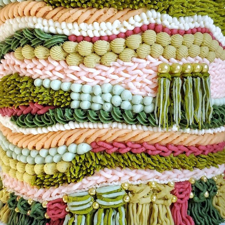 Gâteau à la crème au beurre inspiré de l'art textile