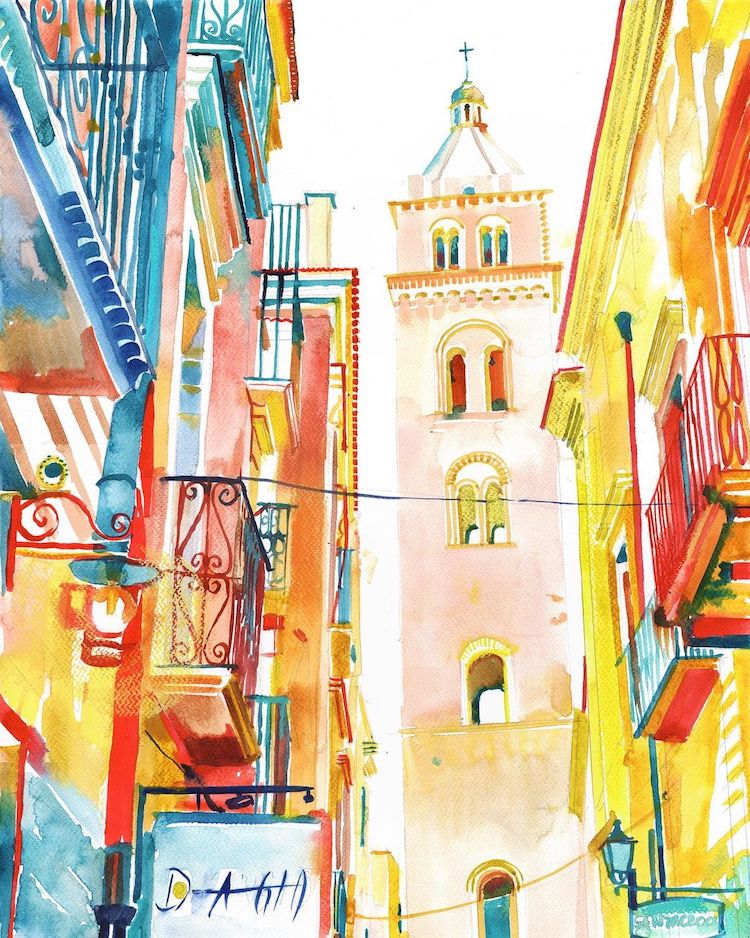 Architecture Watercolor Paintings by Maja Wronska