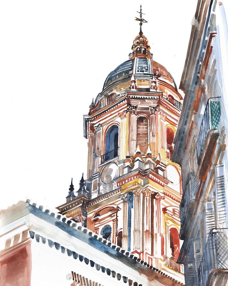 Architecture Watercolor Paintings by Maja Wronska