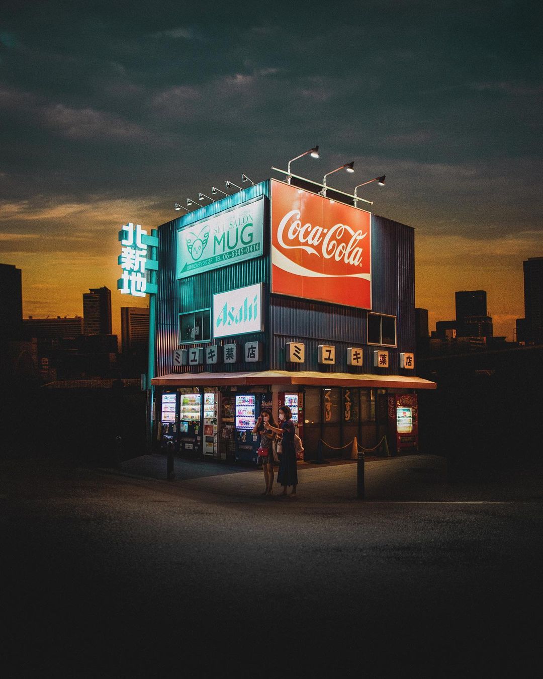 Street Photography of Corner Store and Neon Lights