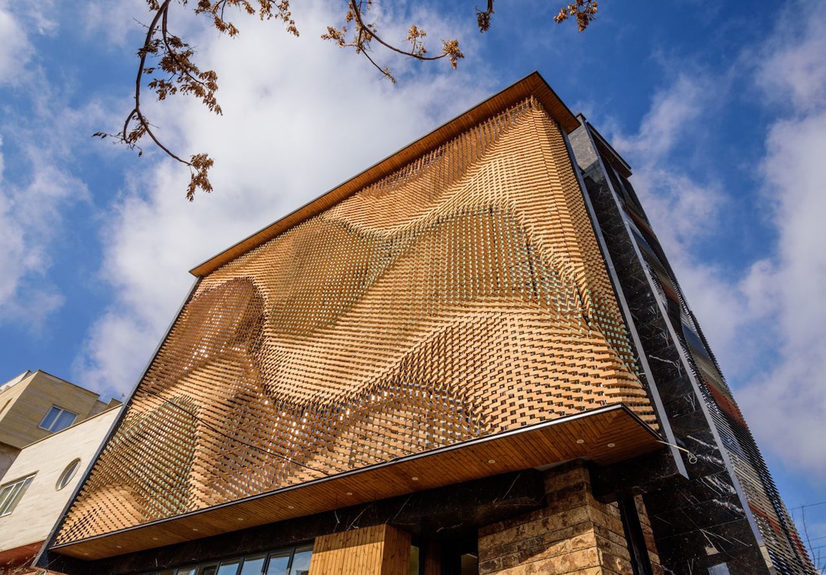 Brick Screen of Revolving Bricks Serai by Farhad Mirzaie and A.P.P Architects & Associates