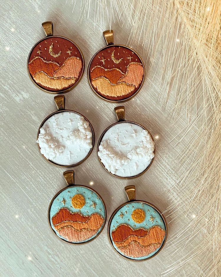 Cute Saltwater Dots Embroidery Necklace Pendants