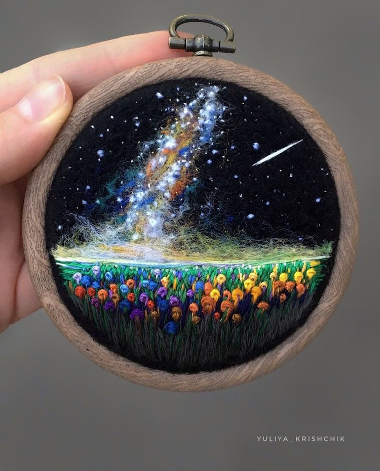 Space and Flower Embroidery by Yuliya Krishchik