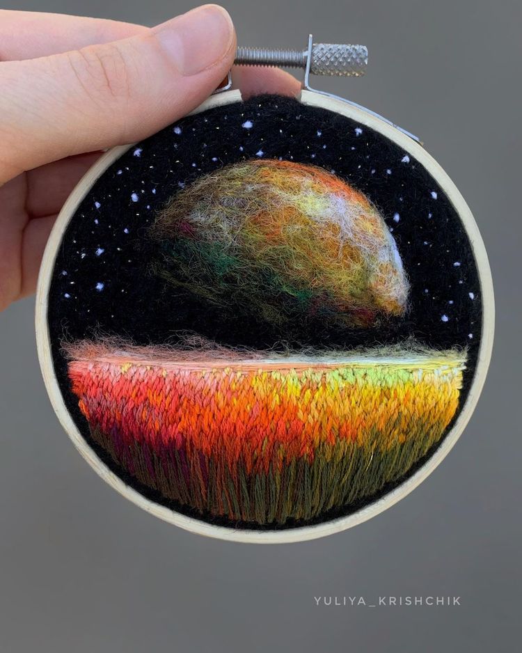 Space and Flower Embroidery by Yuliya Krishchik