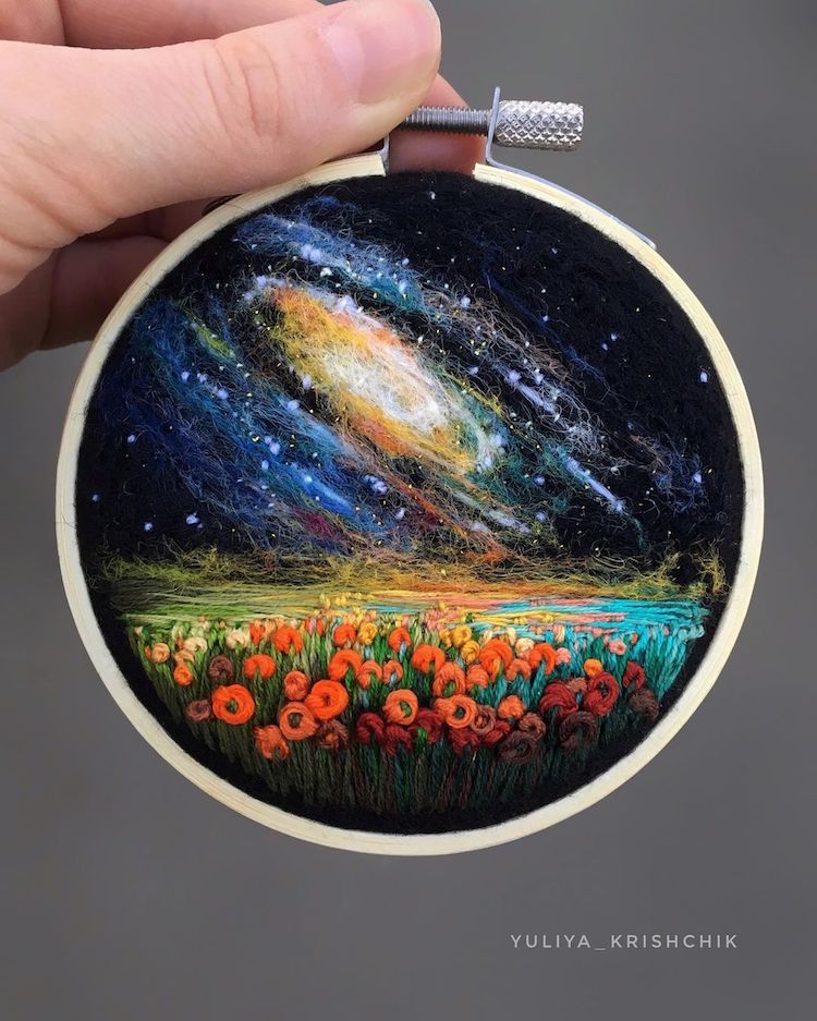 Embroidery Artist Combines Space and Flowers in Surreal Dreamscapes That You’ll Want to Visit