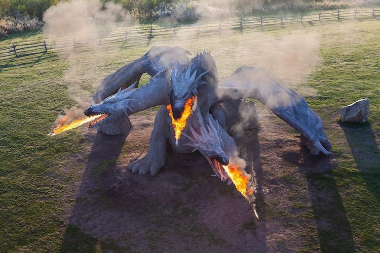 Fire-Breathing Dragon Statue