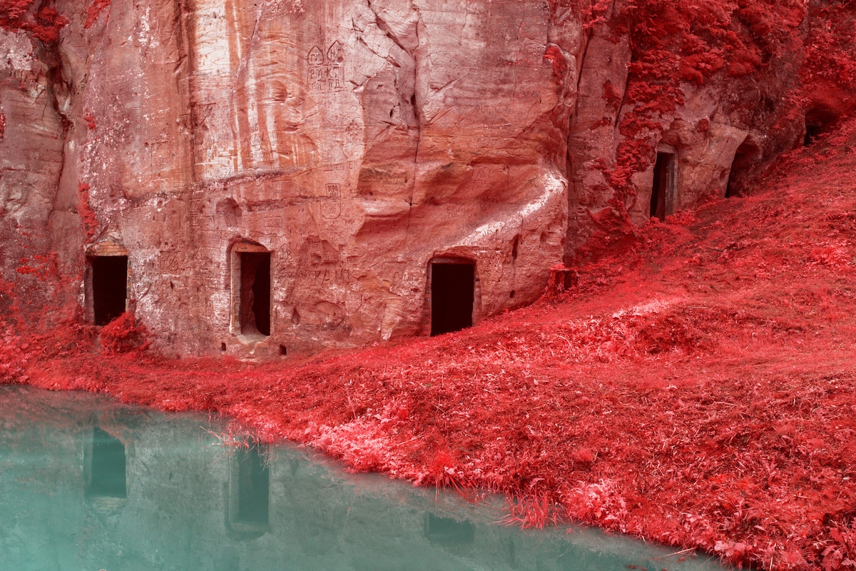 Infrared Photo of Caves in Sigulda