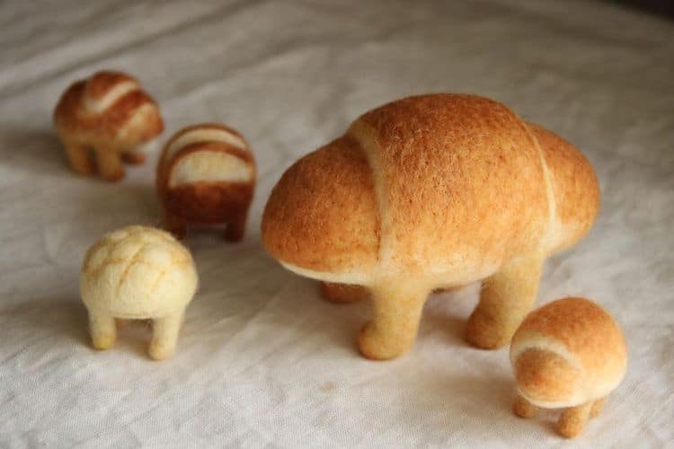 Tiny Bread Felt Sculptures by Atelier Hatena