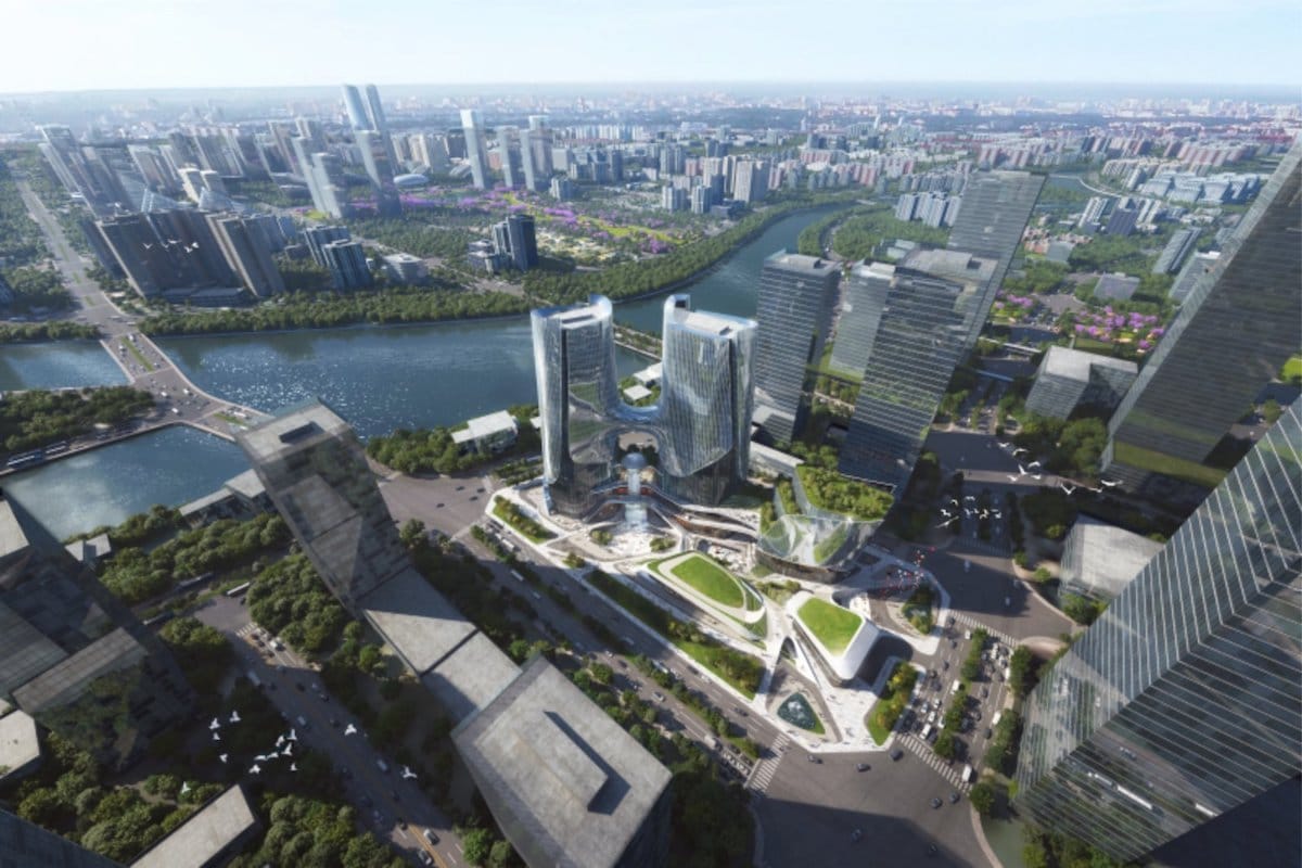 Aerial View of Chengdu NBD Center by QUAD Studio and Dalu Architecture
