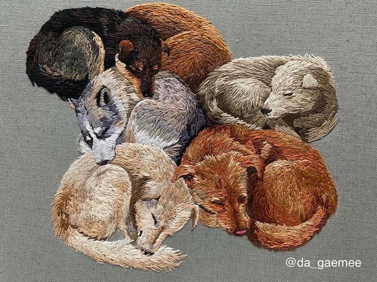 Dog Embroidery Art by Da_Gaemee