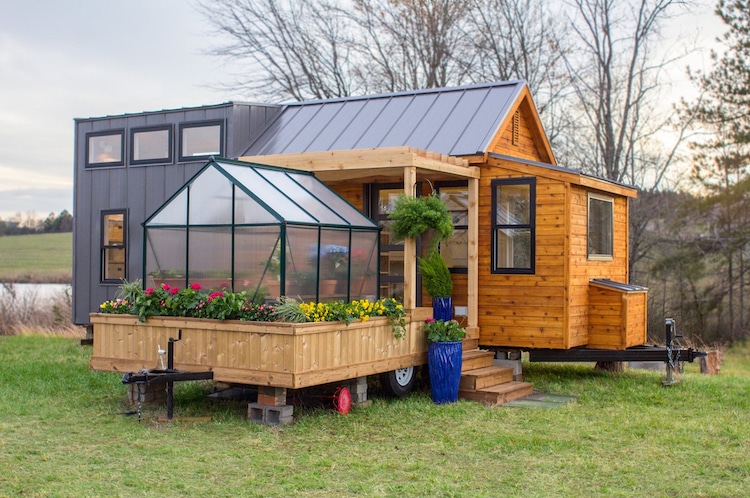 This Tiny Home Has a Greenhouse and a Porch Swing - The Elsa from Olive  Nest Tiny Homes