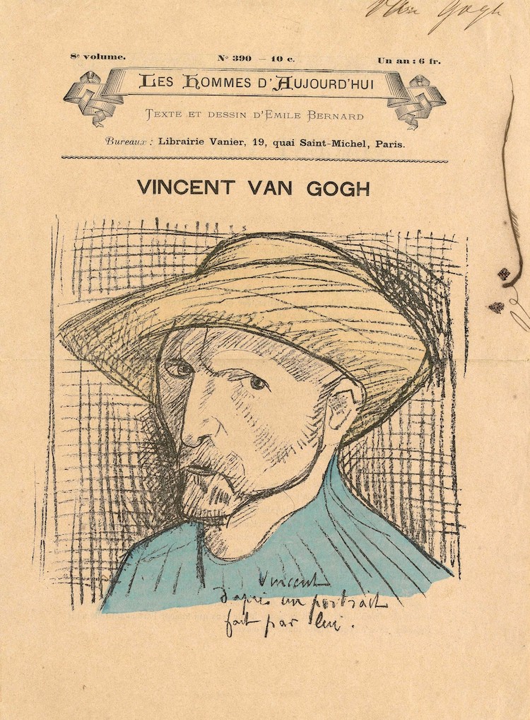 Dibujo de Vincent van Gogh por Emile Bernard