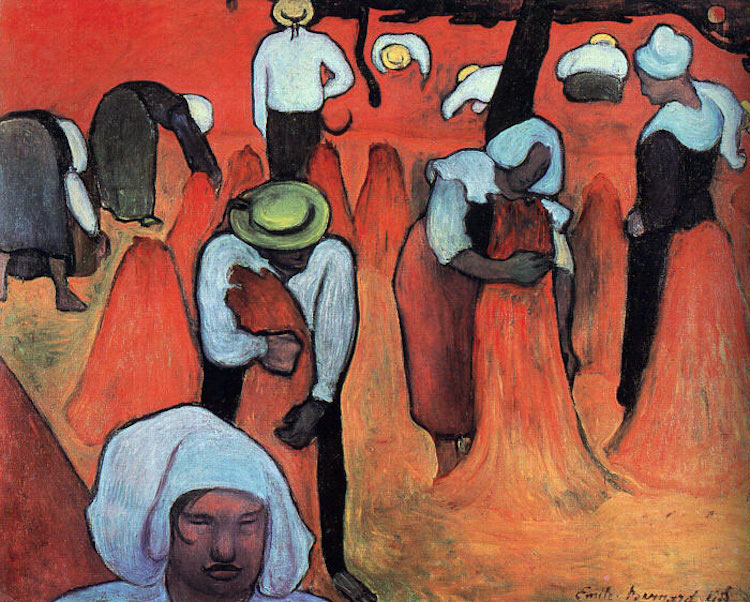 Pintura de Emile Bernard de cosechadores de trigo