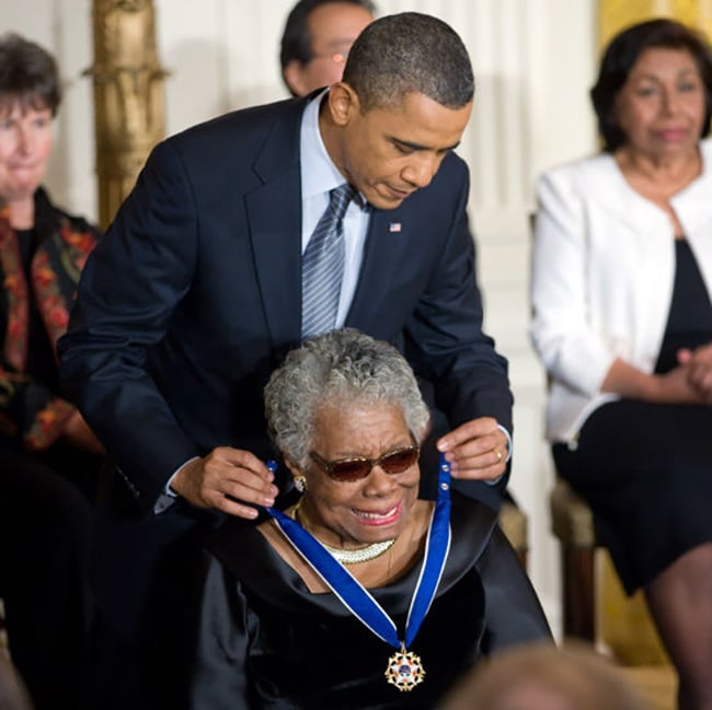 Maya Angelous Receives the Presidential Medal of Freedom from Obama