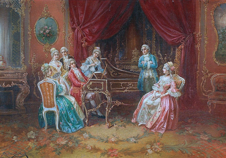 Mozart Performing at the Spinet Painting