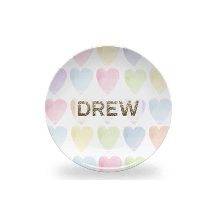 personalized glitter sweethearts plate