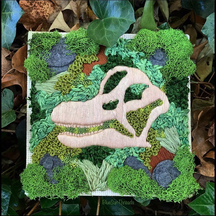 Fossil Embroidery Art by Rachel Crisp