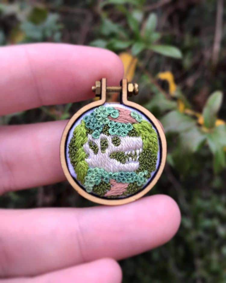 Fossil Embroidery Art by Rachel Crisp