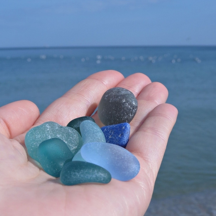 Blue Mini Sea Glass Stones In A Glass Vial - Love Sea Glass