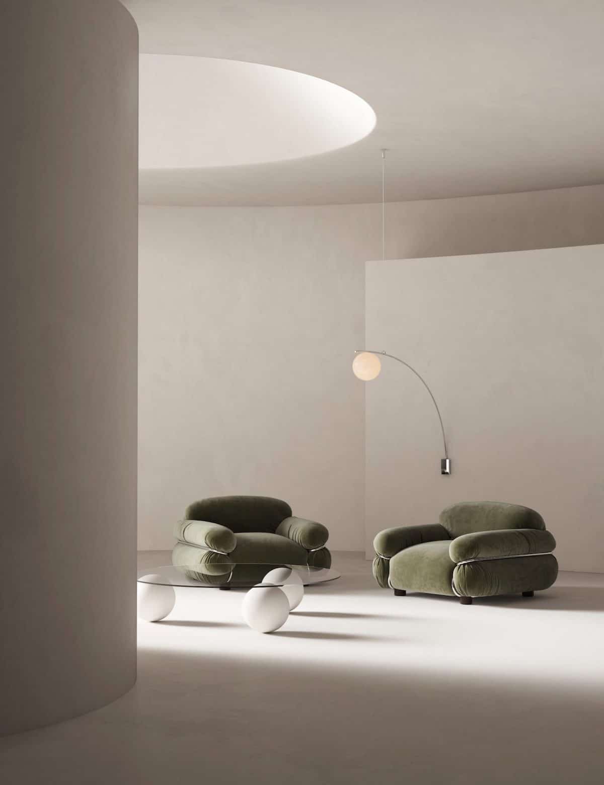 Green Sofa in Interior Rendering by Sébastien Baert