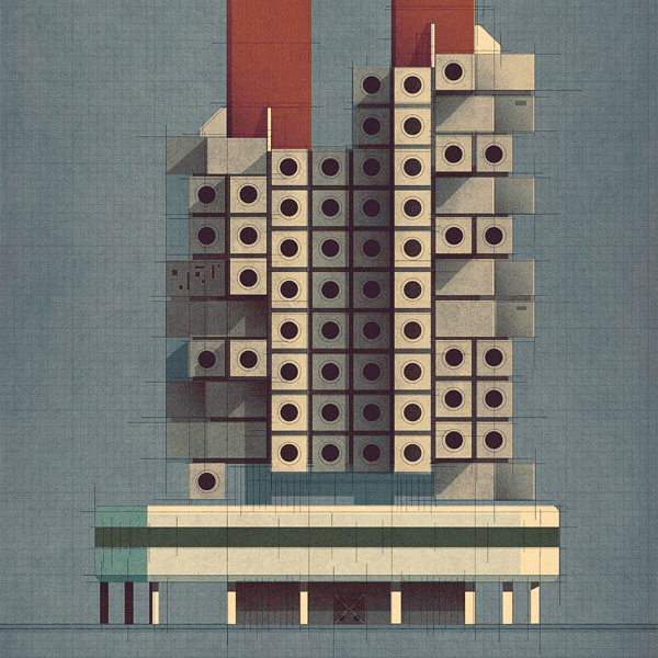 Illustrator Reimagines Modernist Masterpieces in Stylish Architectural Drawings