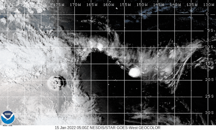 Satellite Image of Volcanic Eruption in Tonga