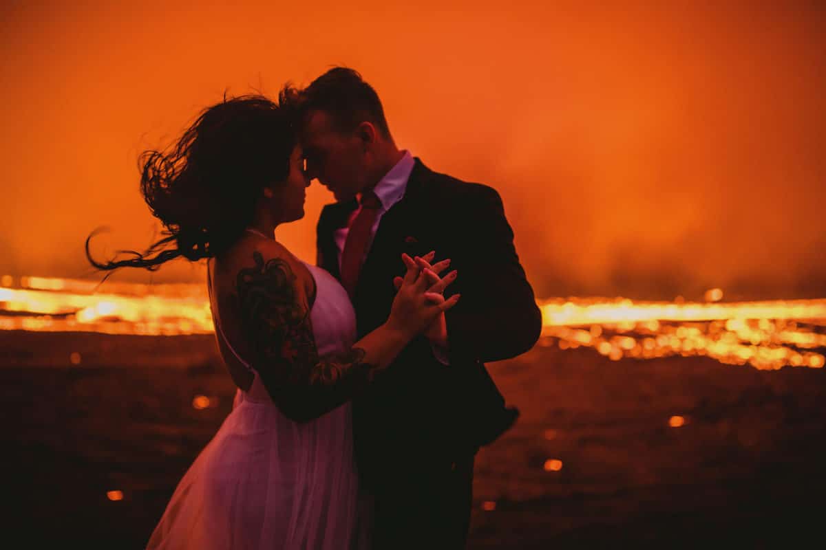 Wedding Photos in Front of a Volcano in Iceland