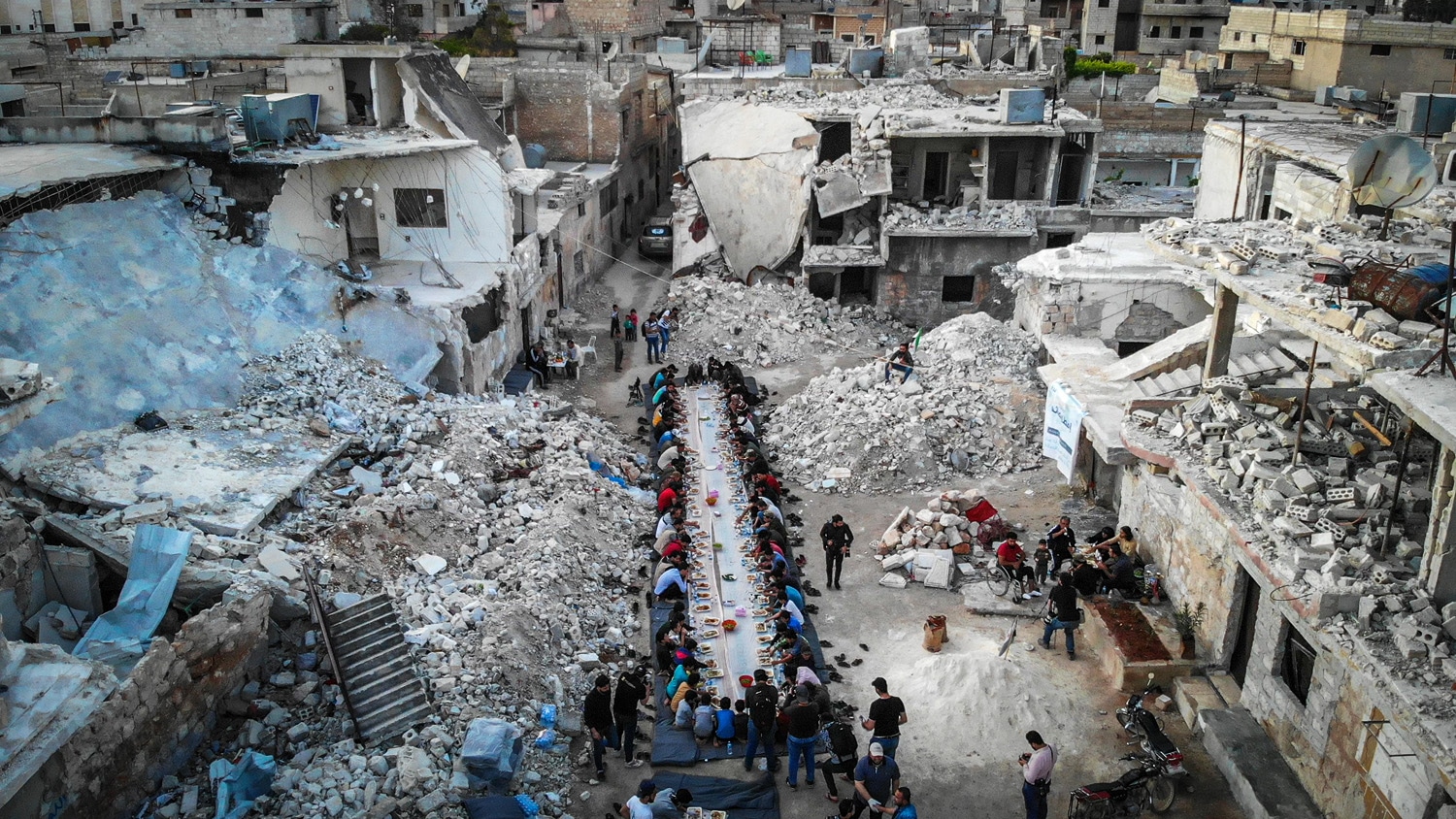 Drone Photo of Ramadan Breakfast in Syria