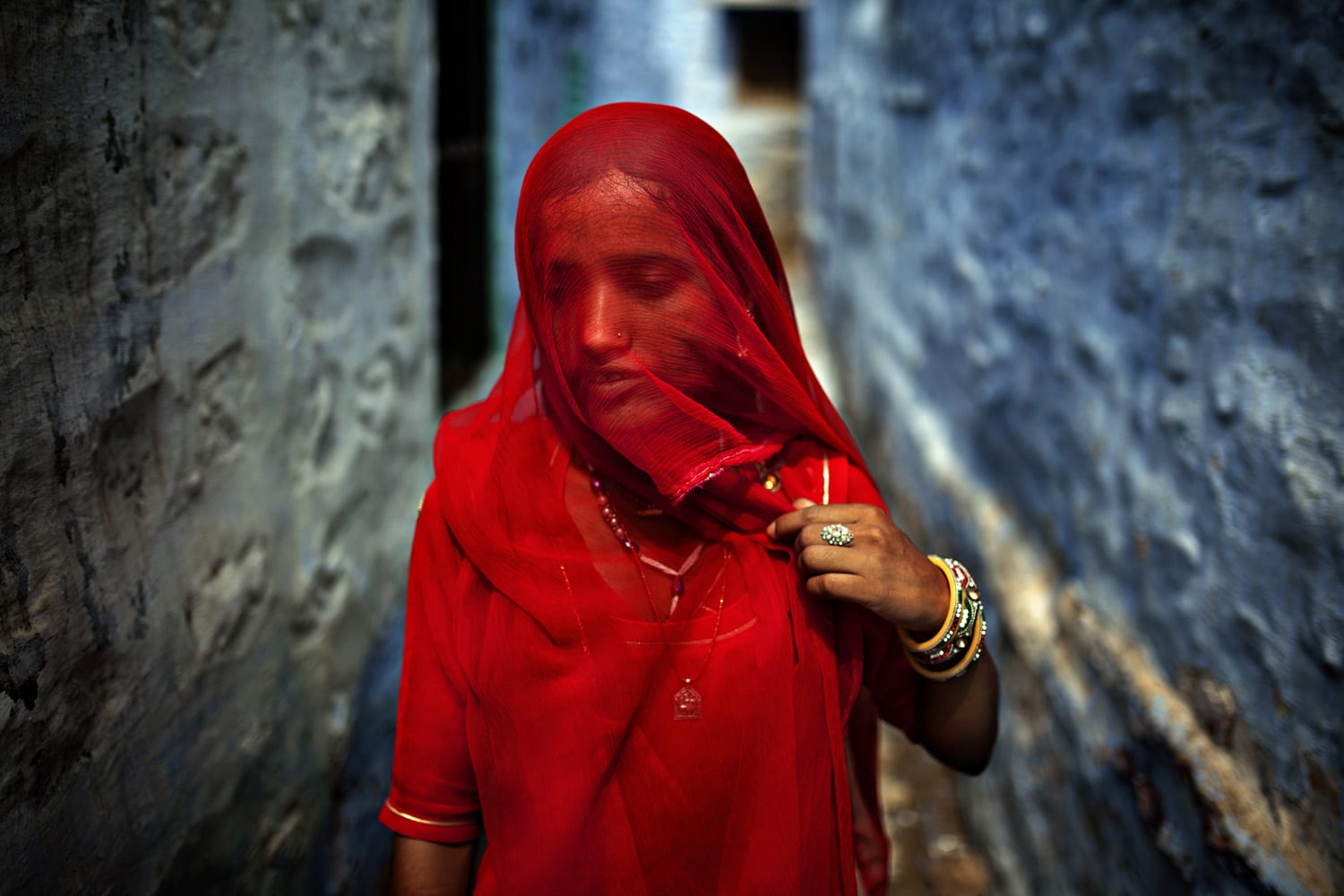 Indian Girl Taking Off Her Veil