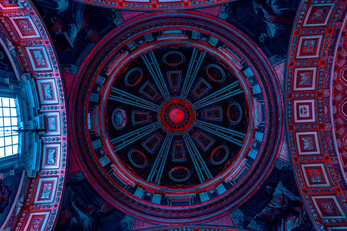 Sci-Fi St. Peter's Basilica in Red Lights: Vatican by Aishy