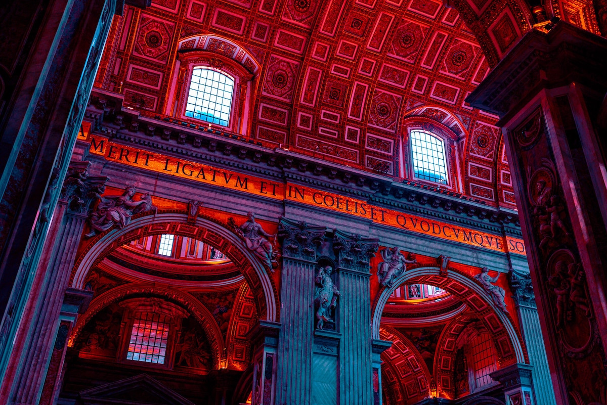 Sci-Fi St. Peter's Basilica in Red Lights: Vatican by Aishy