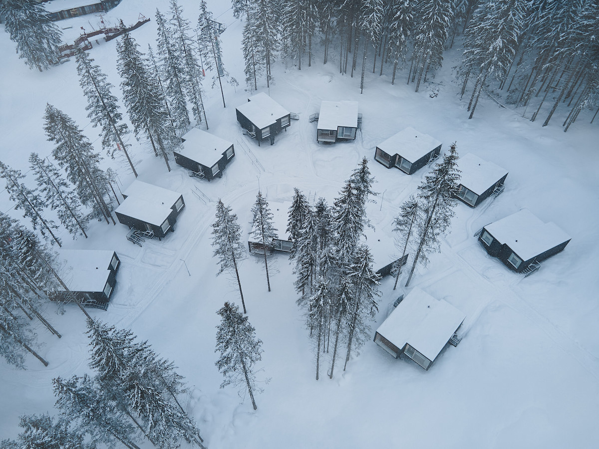 Aerial Photo of the Tree Houses of Hotel Björnson by Ark-Shelter