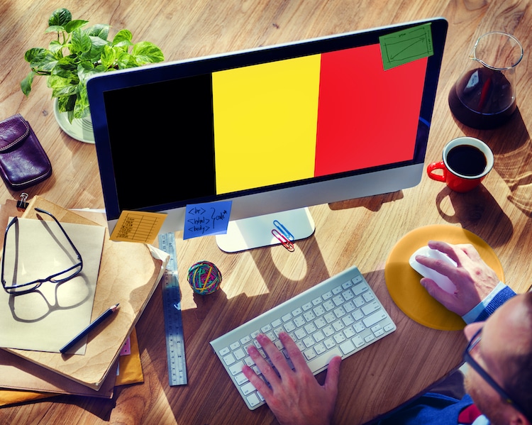 Belgium Flag on a Work Computer