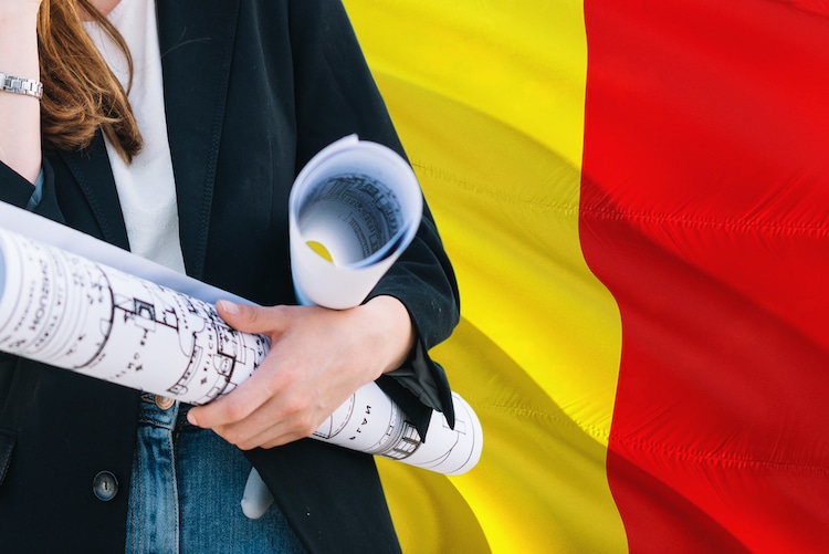 Worker With a Belgium Flag