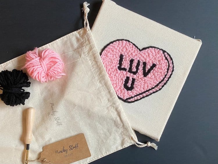 candy conversation heart embroidery kit