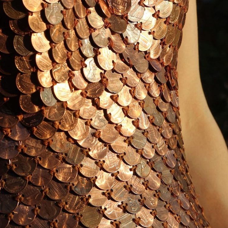 Dress Made Entirely of Pennies by Crescent Ray