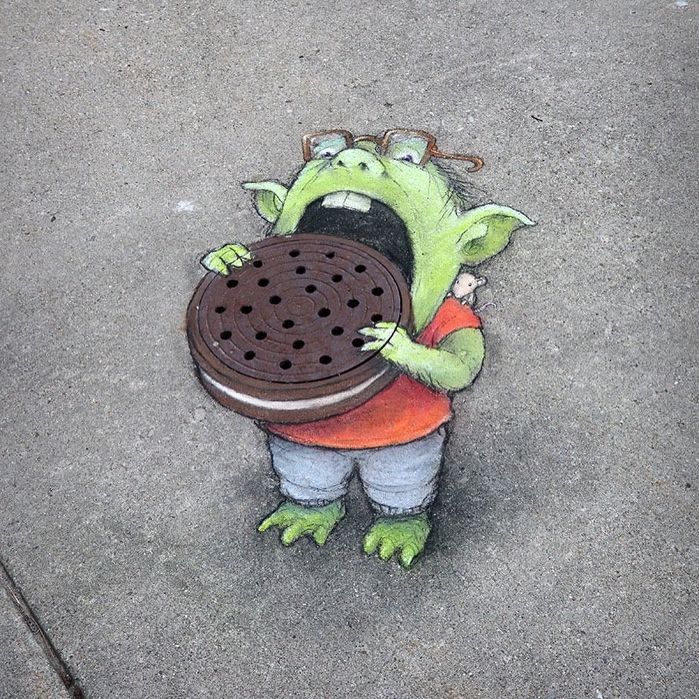 Dibujos de tiza por David Zinn