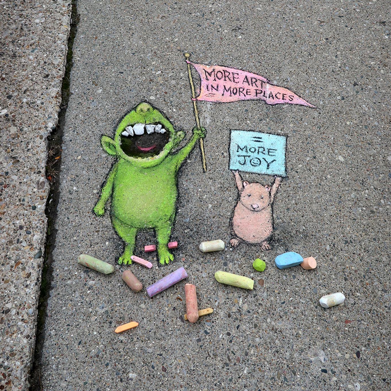 Dibujos de tiza por David Zinn