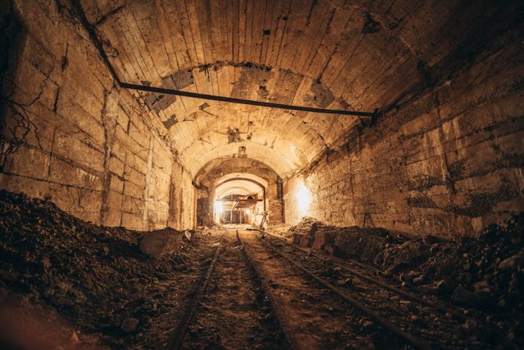 Train Tracks in Underground Tunnel