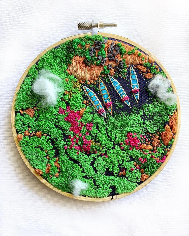 Mixed Media Embroidery Art by Diti Baruah