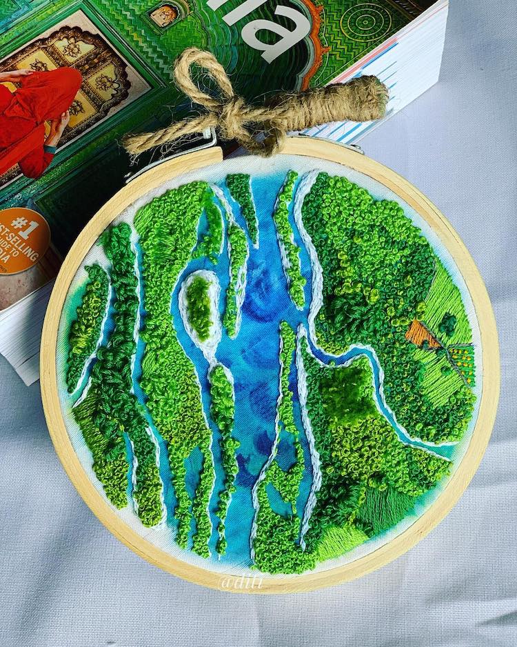 Aerial Embroidery Art by Diti Baruah