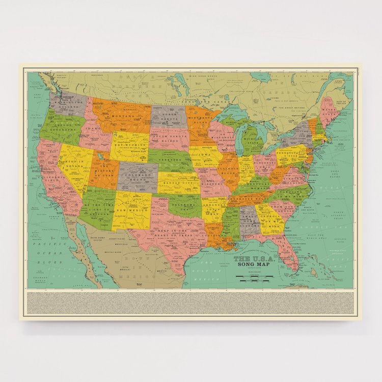 Mapa de Estados Unidos en canciones
