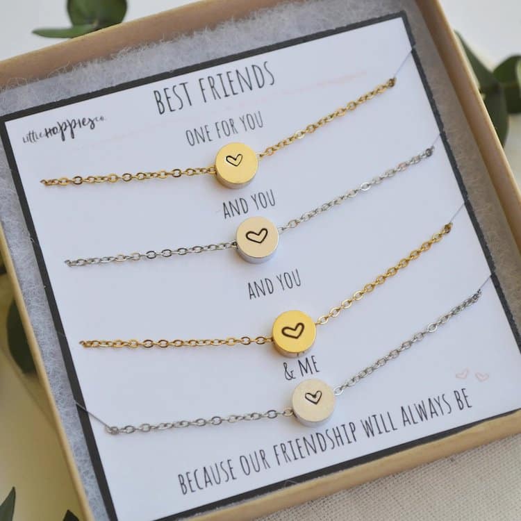 friendship heart necklace set