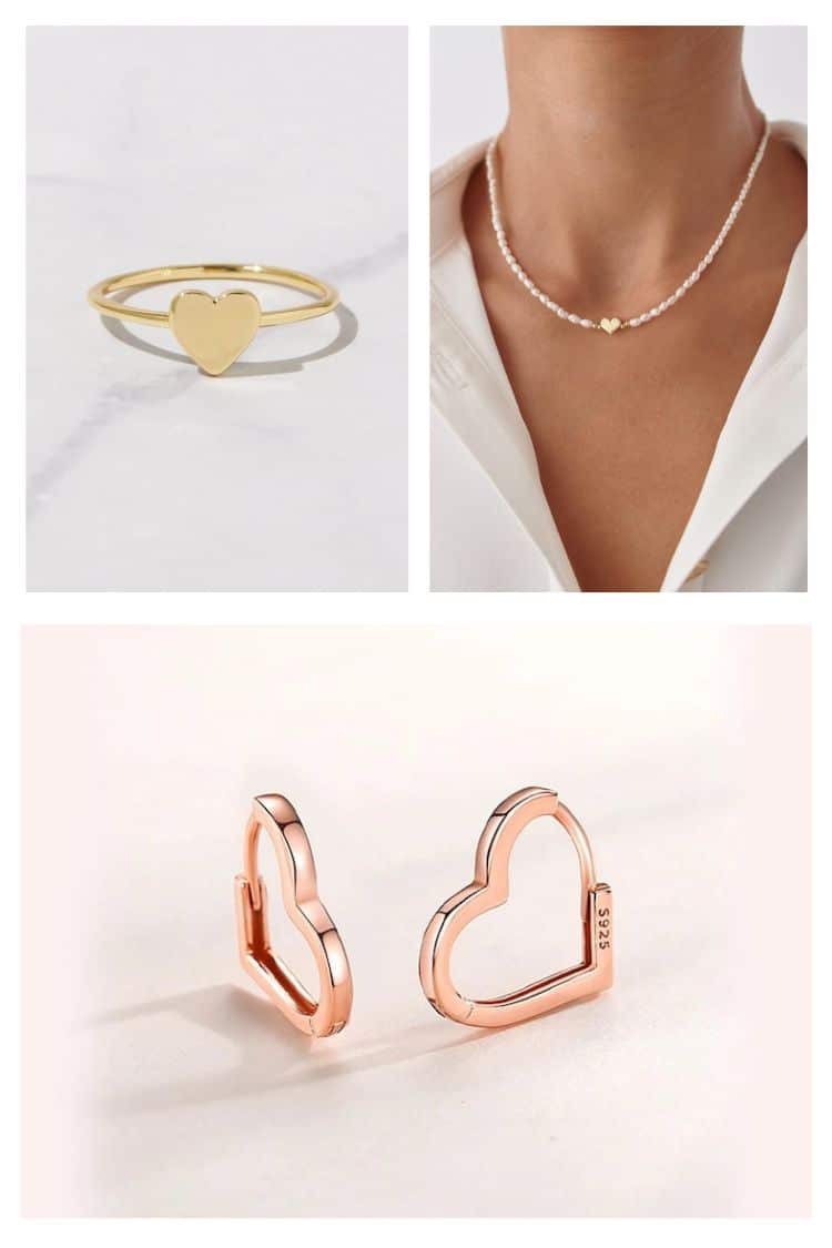 Cute Heart Necklace Tiny 14k Gold Heart Pendant Choker Necklaces