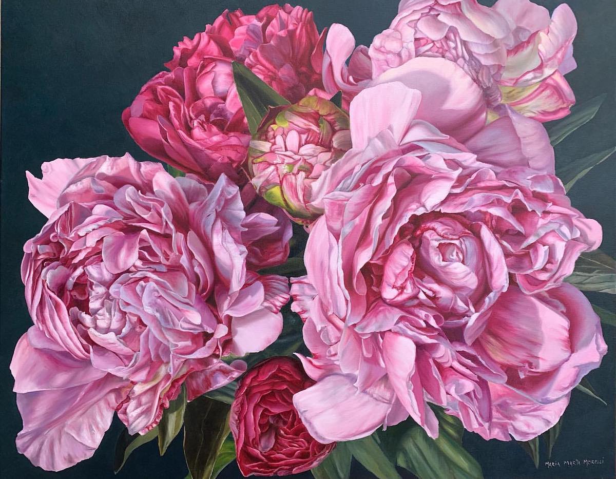 Realistic floral paintings by Maria Martha Morelli